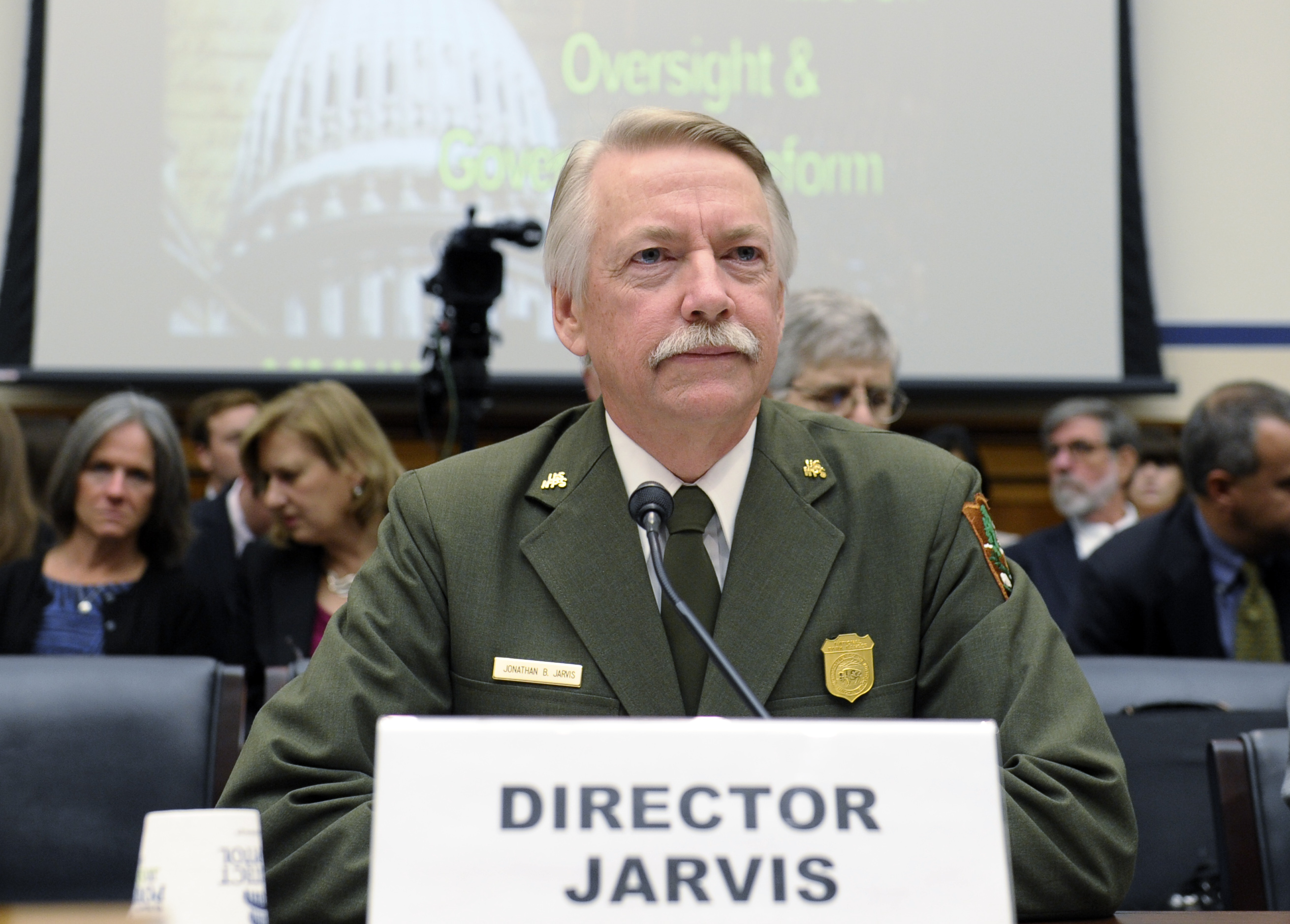 National Park Service Director Jonathan Jarvis waits to testify before a joint hearing with the House Natural Resources Committee and the House Oversight and Government Reform Committee to look at the closure of national parks because of the government shutdown during a hearing on Capitol Hill in Washington, Wednesday, Oct. 16, 2013. (AP Photo/Susan Walsh) National Park Service Director Jonathan Jarvis waits to testify before a joint hearing with the House Natural Resources Committee and the House Oversight and Government Reform Committee to look at the closure of national parks because of the government shutdown during a hearing on Capitol Hill in Washington, Wednesday, Oct. 16, 2013. (AP Photo/Susan Walsh)