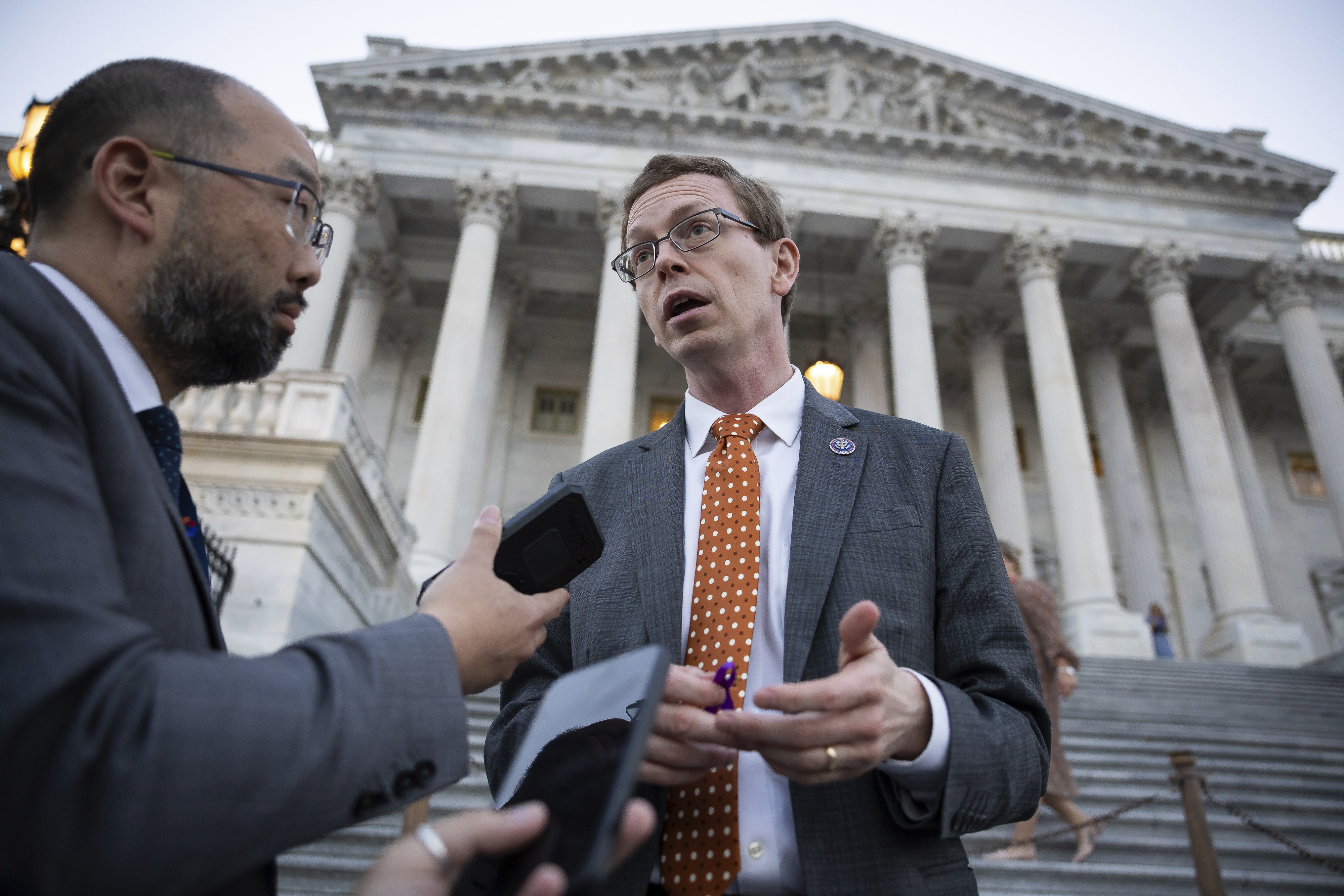 Dusty Johnson speaks with a reporter outside the U.S. Capitol. Dusty Johnson speaks with a reporter outside the U.S. Capitol.