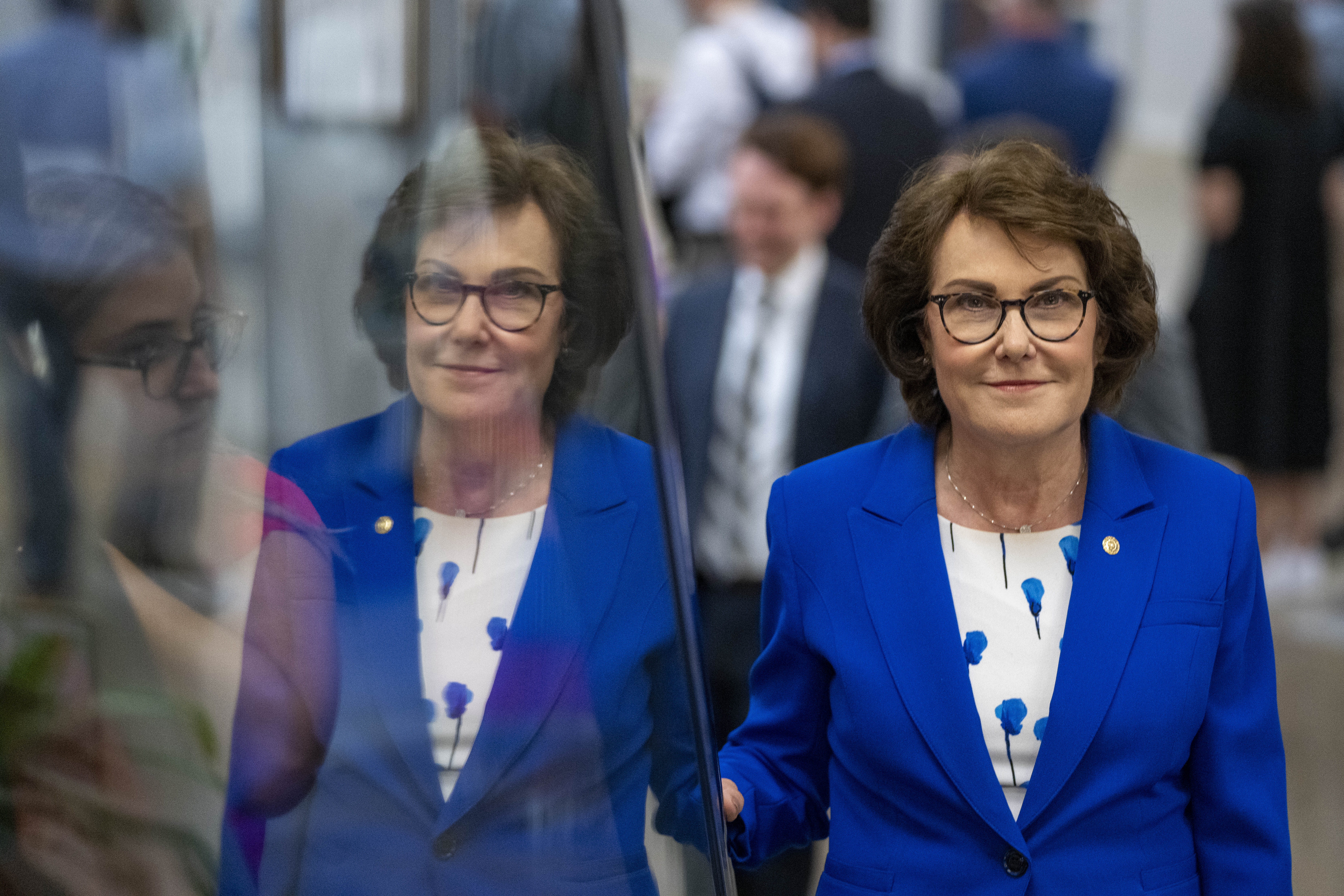 Sen. Jacky Rosen (D-Nev.) rides an escalator on Capitol Hill last month on the way to vote. Sen. Jacky Rosen (D-Nev.) rides an escalator on Capitol Hill last month on the way to vote.